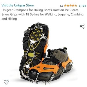 Unigea Crampons for Hiking Boots,Traction Ice Cleats Snow Grips with 18 Spikes